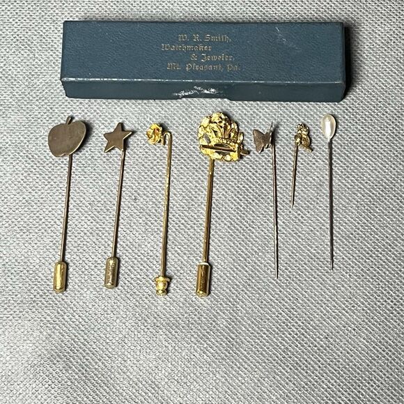 Vintage Hat Pin/Straight Pin Lot With Hat Pin Jewelry Box-Original - Picture 1 of 16